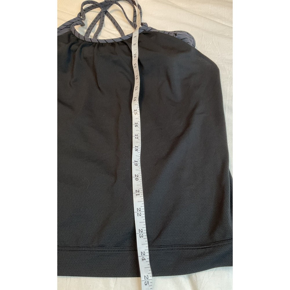 Athleta Woman’s Mesh Tank Top W/Cutout Sides Black/Gray Built In Bra Size Medium - Picture 9 of 9
